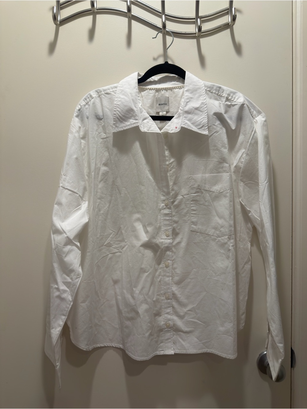 Anthro Maeve White Button-Up Collared Shirt XL New with tags